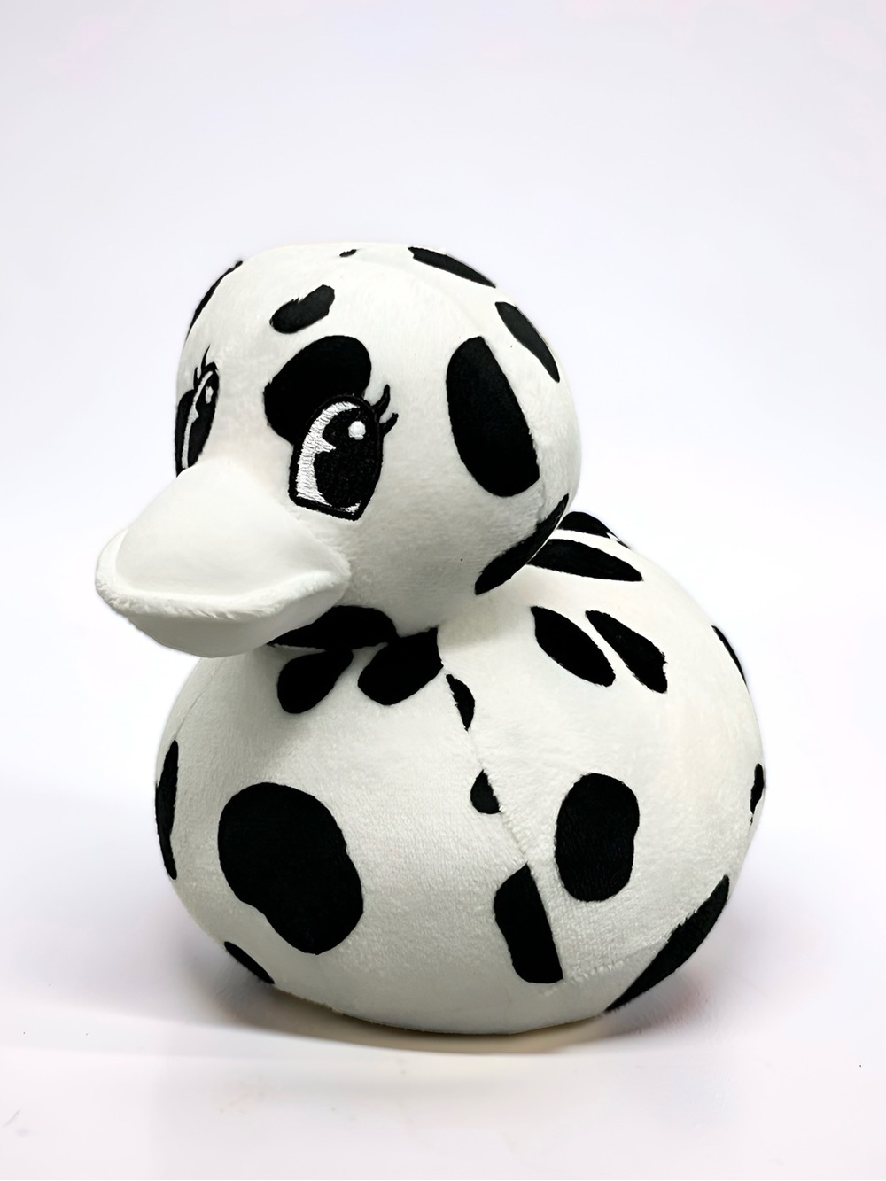 Black White Spotted Cow Duck Plush Stuffed Animal Cute Kawaii 10”